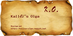 Kallós Olga névjegykártya